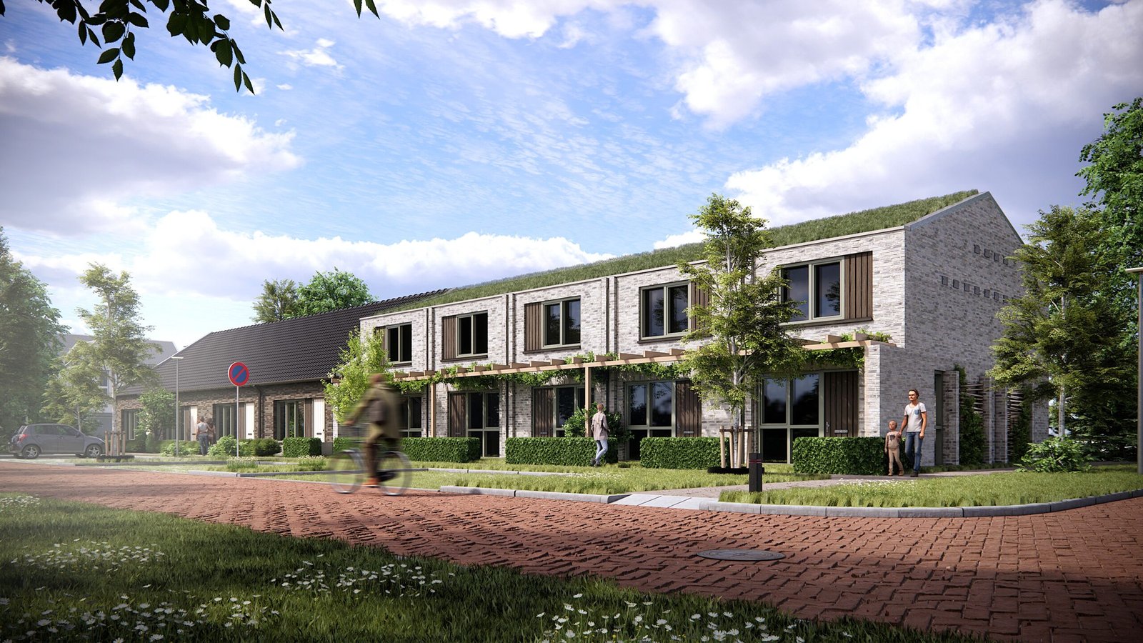 16 levensloopbestendige woningen van ongeveer 100 m2. 

Locatie – veld 1 en 3